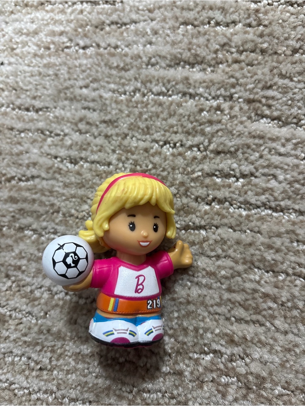 Pink Soccer Girl Play Figure with Blonde Hair